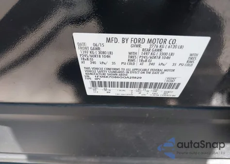 2016 Ford Explorer Xlt z USA, uszkodzony, nr VIN 1FM5K7D86GGA25829